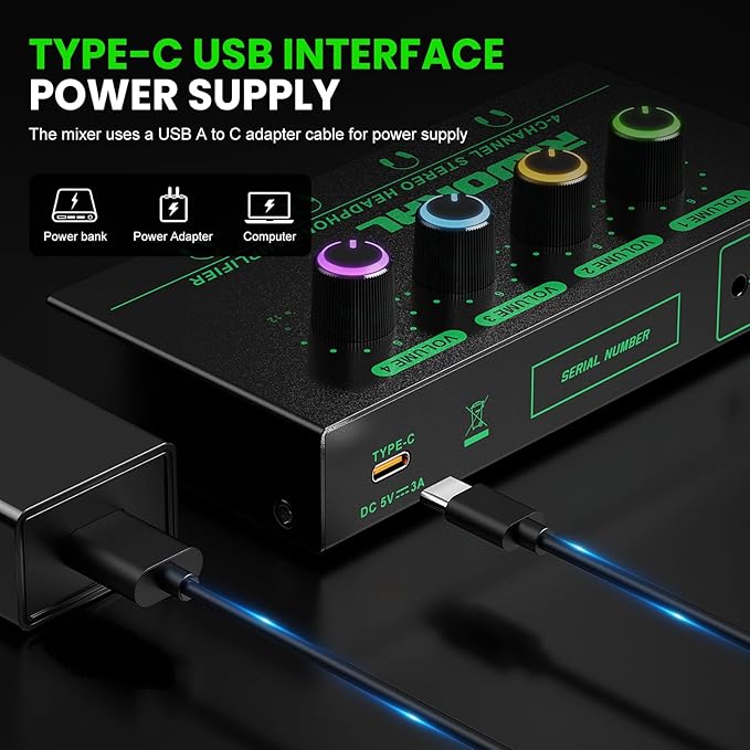 Riworal 4 Channels Headphone Amplifier - Image 5