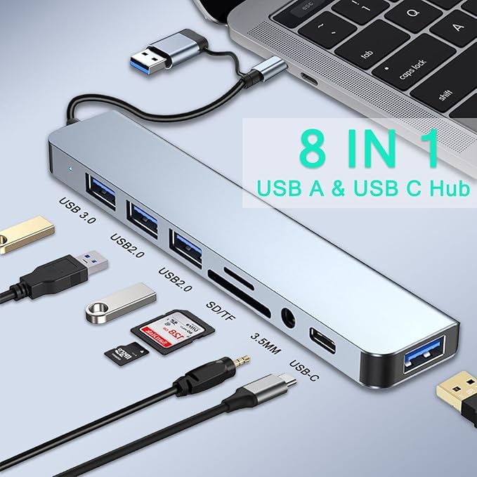 USB C Hub USB Hub 3.0, VIENON Aluminum 8 in 1 USB Extender - Image 2