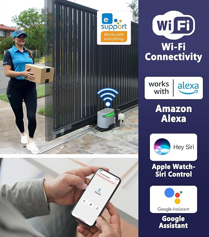 Blütezeit 1400lb Sliding Gate Opener, Solar Power | WiFi Control | Battery - Image 3