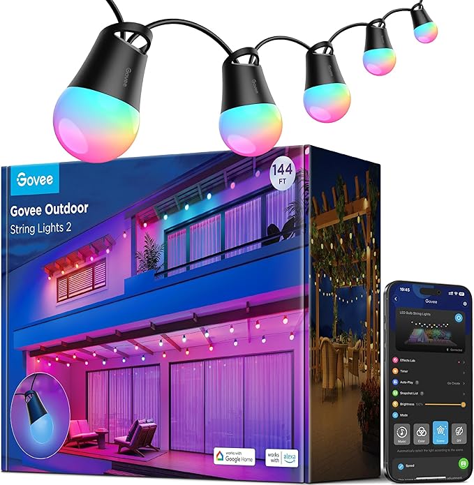 Govee Smart Outdoor String Lights 2, 144ft Outdoor Lights by Govee