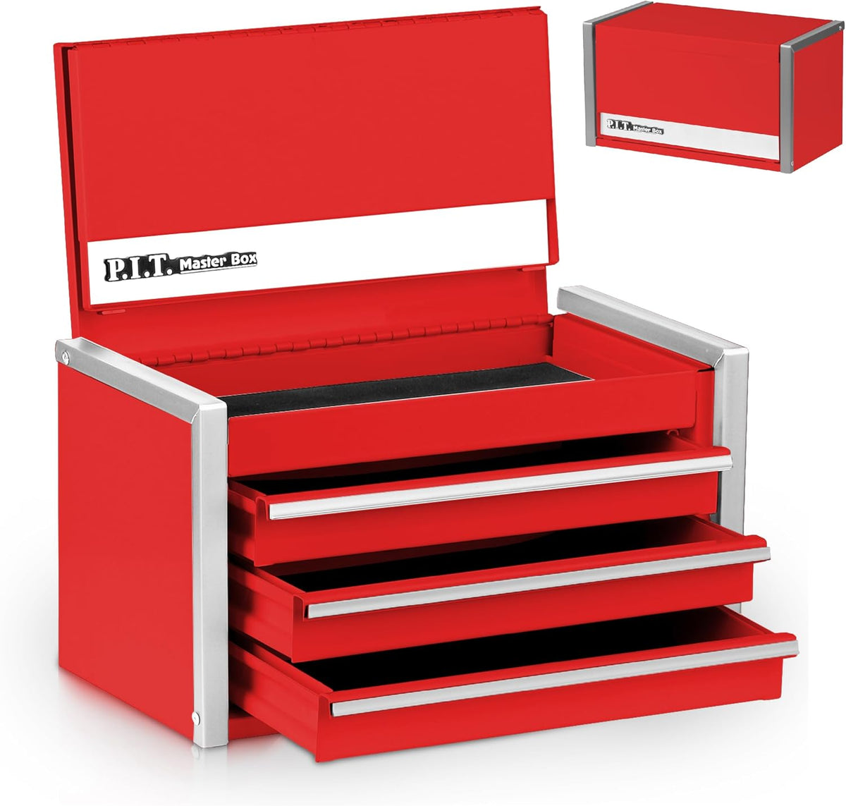 p.i.t. mini tool box,3 drawers small metal toolbox, main product view