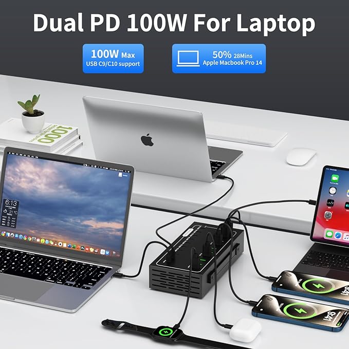 690W USB Charging Station, 20 Port USB C Charger Block, Fast Charging Station - Image 4