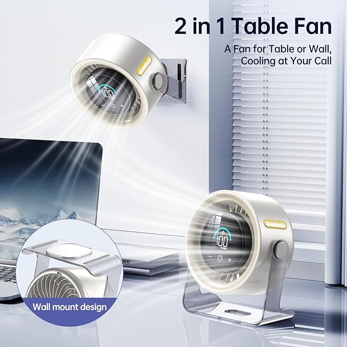 Coolhill USB Desk Fan for Bedroom: 100 Speeds Digital Display Quiet Table Fan - Image 3