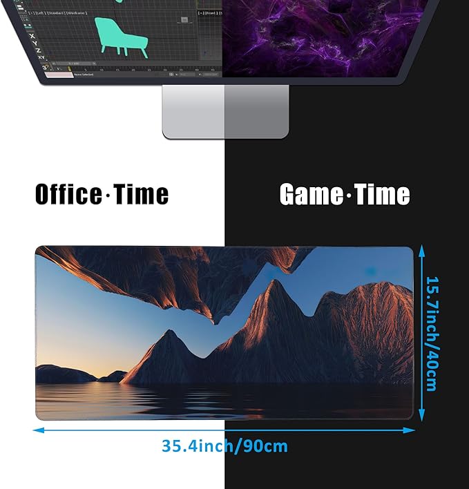 EOBKLAX Fantasy Landscape Large Gaming Mouse Pad, Waterproof Desk Mat - Image 2