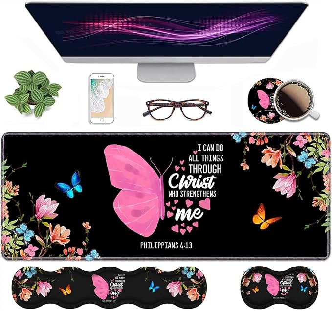 Ergonomic Keyboard Wrist Rest & Mouse Pad Wrist Rest Set, Floral Butterfly by Unknown