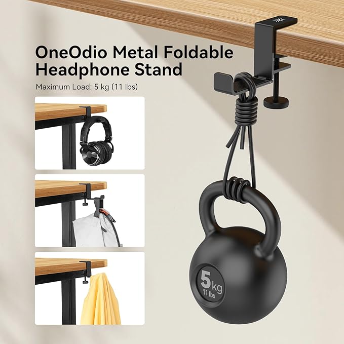 OneOdio MTL99 Foldable Headphone Stand, Metal Headset Holder Space-Saving Table - Image 6