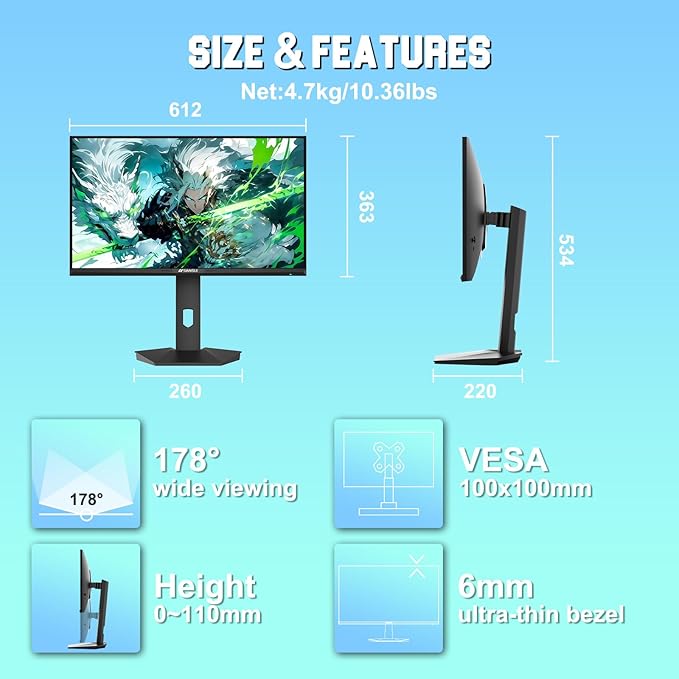 SANSUI Gaming Monitor 27" 1440P 200Hz 180Hz WQHD 2560×1440-AMD FreeSync 1ms - Image 9