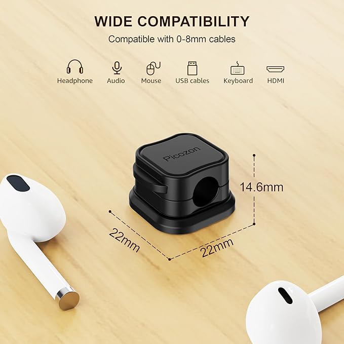 6 Pack Magnetic Cable Clip Organizer Cord Holder, Picozon Adhesive Cable - Image 7