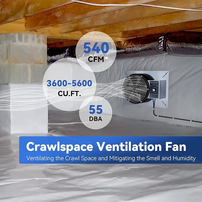 Abestorm 540CFM Crawlspace Ventilation Fans IP-55 Grade Basements Vent Fan 8.7 - Image 6