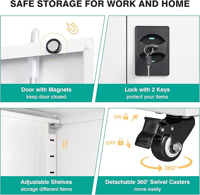 SISESOL 75" Tall Metal Storage Cabinet - Image 6