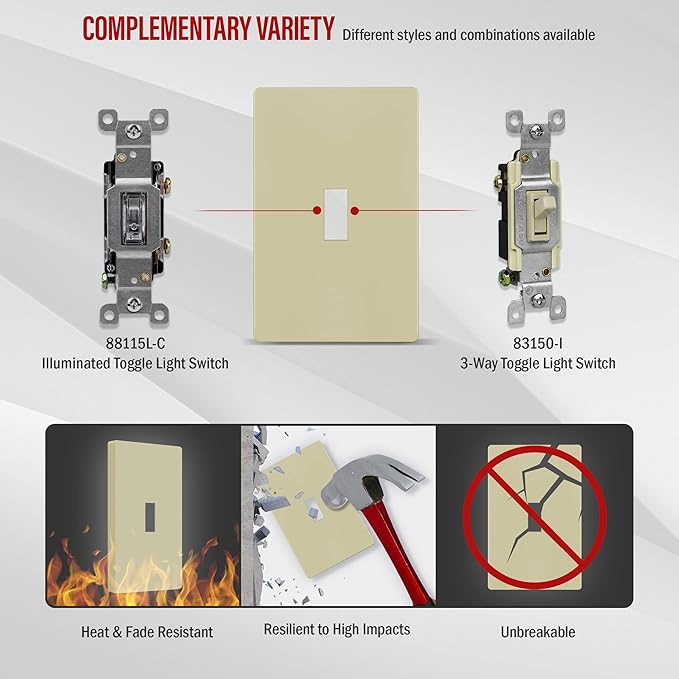 ENERLITES Screwless Toggle Switch Wall Plate, Child Safe Light Switch Cover - Image 5