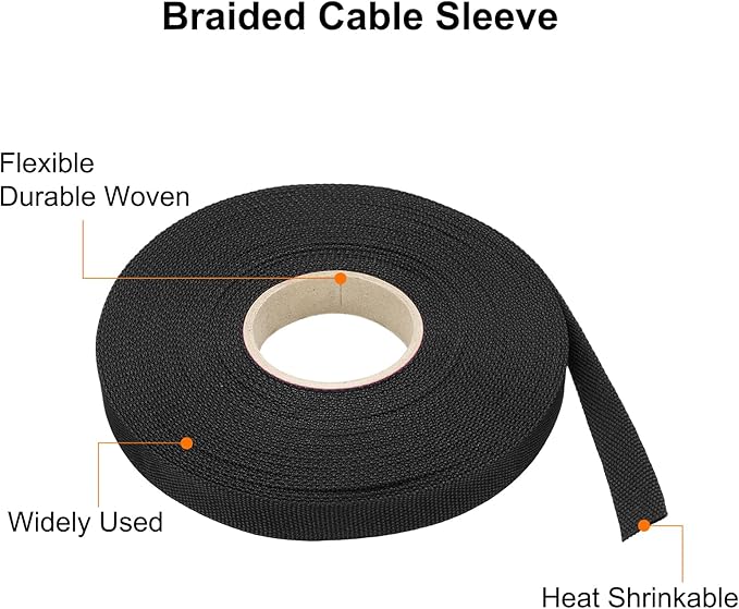 MECCANIXITY Braided Cable Sleeves Heat Shrinkable Fabric Sleeving, 1/2" 60ft - Image 4
