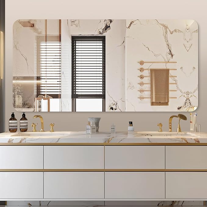 Mirrorons 72 x 36 Frameless Bathroom Mirror, Rounded Corner Bathroom Vanity - Image 4
