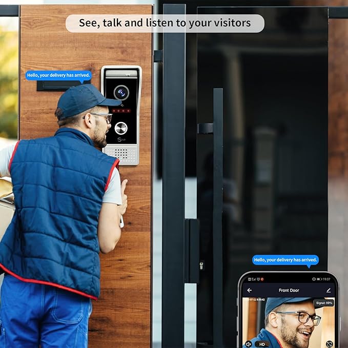Video Doorbell Intercom System, 7 Inches Touch Screen Video Doorbell Door Phone - Image 4