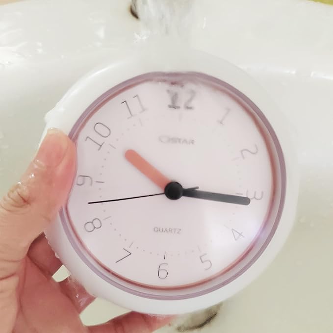 OSTAR Waterproof Bathroom Shower Clock, Analog Quartz Clock Hanging Stand Dual - Image 4