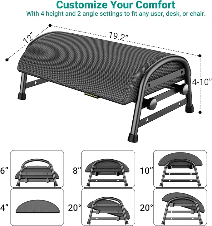 YEASHEIN Adjustable Foot Rest for Under Desk at Work, Ergonomic Under Desk - Image 2