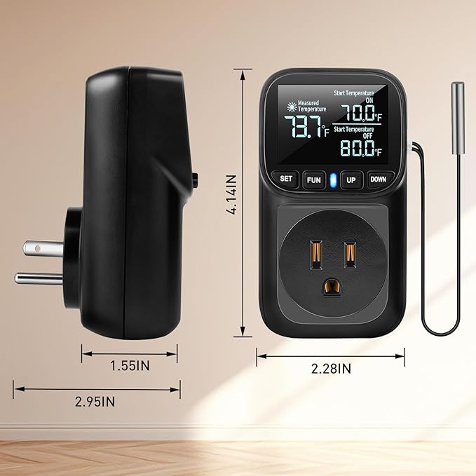 Diymore Digital Temperature Controller Outlet, 1800W Plug in Thermostat - Image 5