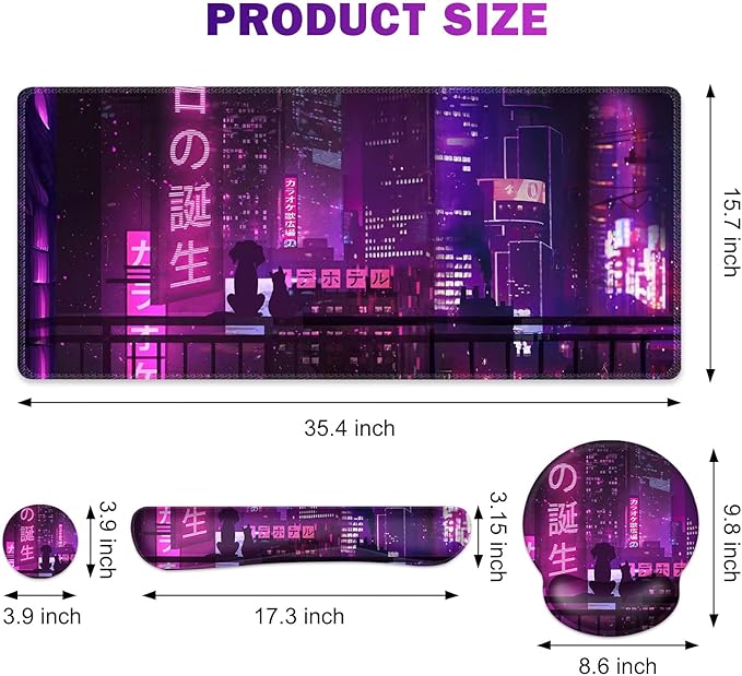 Gaming Mouse Pad, Large Desk Mat, Cute Desk Pad, 4in1 XXL Mousepad + Keyboard - Image 2