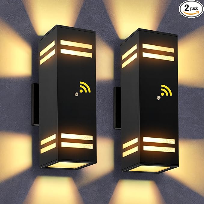 MZLITI Dusk to Dawn Outdoor Wall Light 2 Pack, Modern Exterior Lighting Fixtures by MZLITI