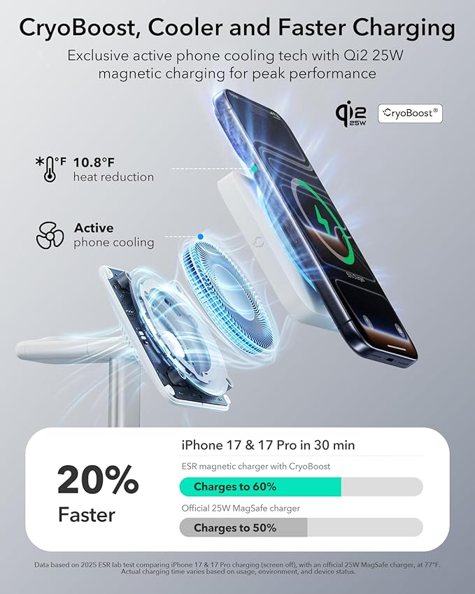 ESR for 3 in 1 Charging Station, Qi2.2 Certified 25W MagSafe Charger Stand - Image 4