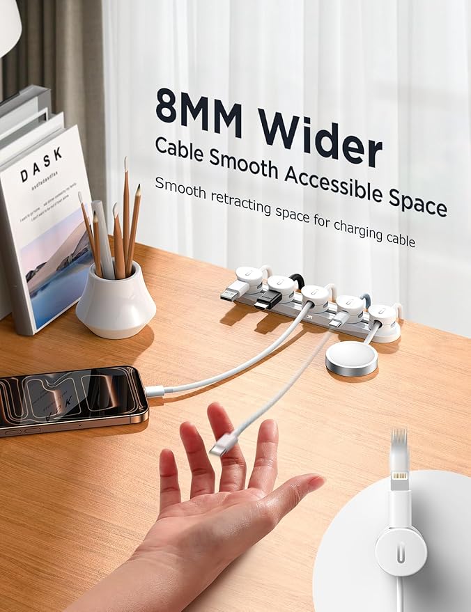 5-in-1 Magnetic Cord Organizer JOYROOM Cable Clips Under Desk Adhesive Cord - Image 4
