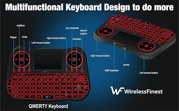 Wireless Mini Keyboard Remote Control Touchpad Mouse Combo Controller - Image 6