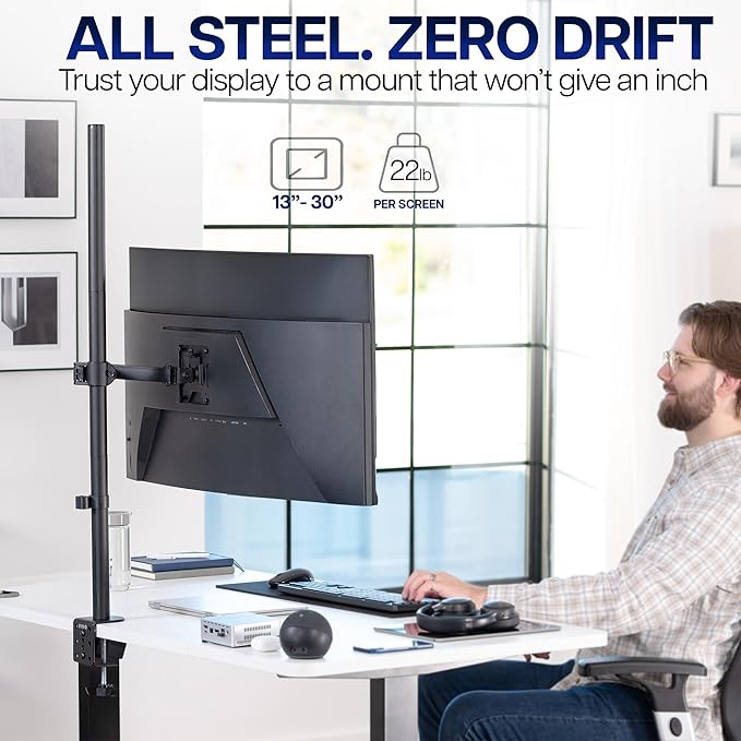 VIVO Extra Tall Single Monitor Desk Mount, 39 inch Pole VESA Stand - Image 3