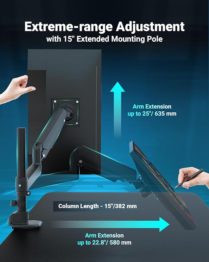 Heavy Duty Monitor Arm for 13-49 Inch Ultrawide Screens, Holds Up to 44lbs - Image 3