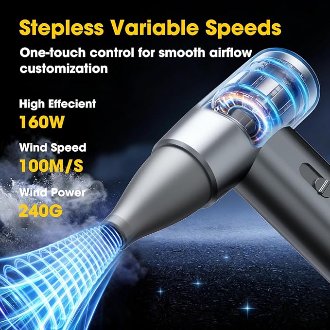 Metal Electric Compressed Air Duster, 300000RPM Brushless Motor - Image 3