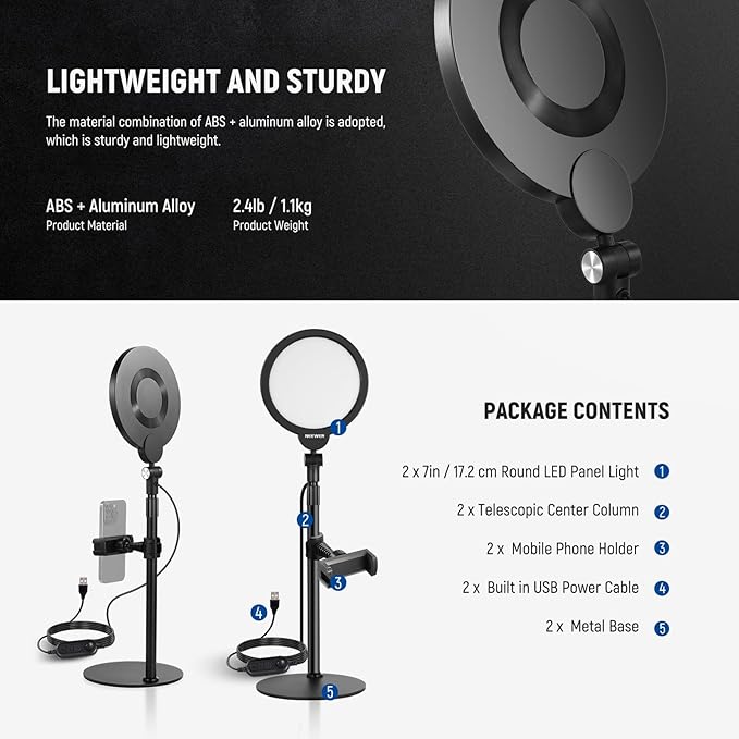 NEEWER Basics 2 Pack 7" Desktop Ring Lights - Image 8