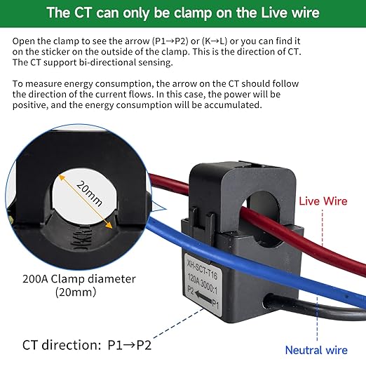 WiFi Energy Monitor with 2 * 200A Clamps, Real-Time Electricity Tracking - Image 3