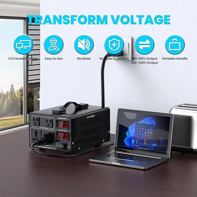 2000W Voltage Converter Transformer Step Up/Down Converter 110/120 Volt - Image 2