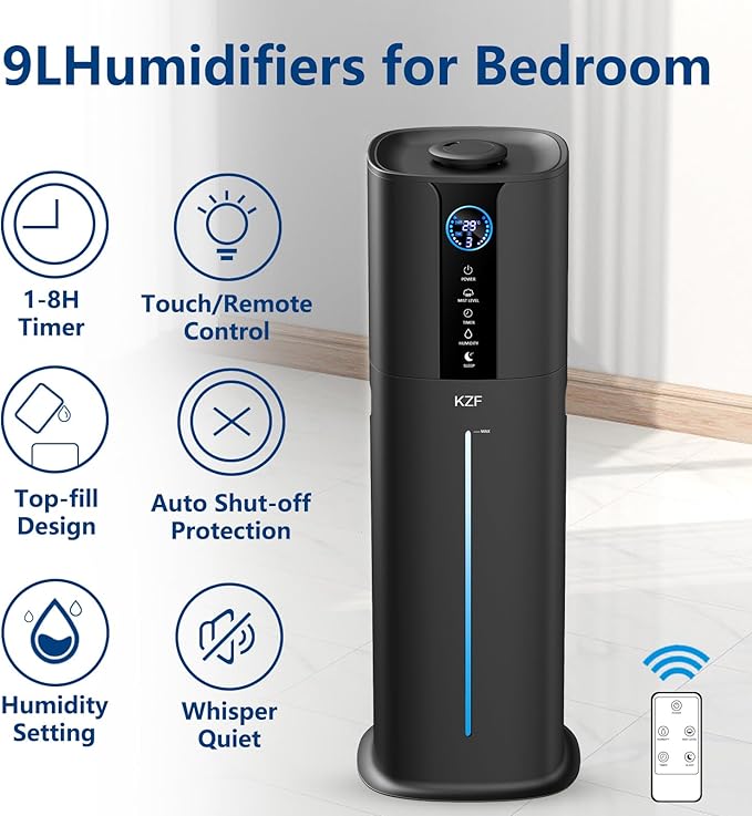 9L Smart Humidifiers for Bedroom Large Room, 2.3Gal Cool Mist Top Fill Diffuser - Image 2