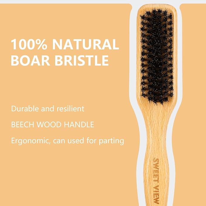 SWEET VIEW Boar Bristle Slick Back Hair Brush - Image 2