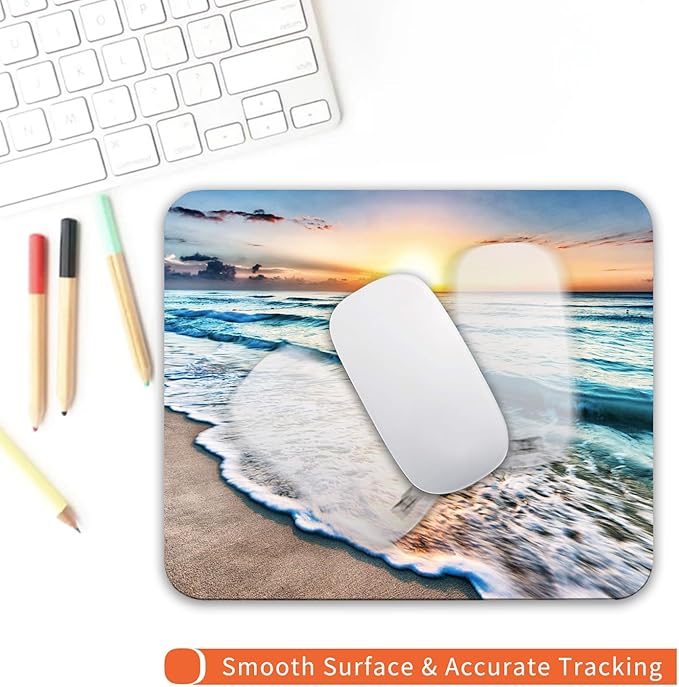 Armanza Square Mouse Pad Beach Sunset, Personalized Premium-Textured Custom - Image 4