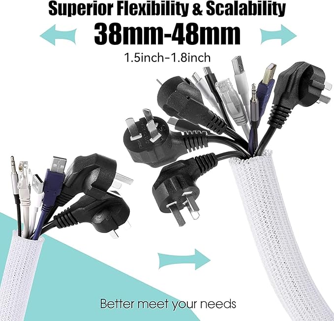 AGPTEK Cable Sleeve Cover, Home Office Wire Management Computer TV Wire Loom - Image 2