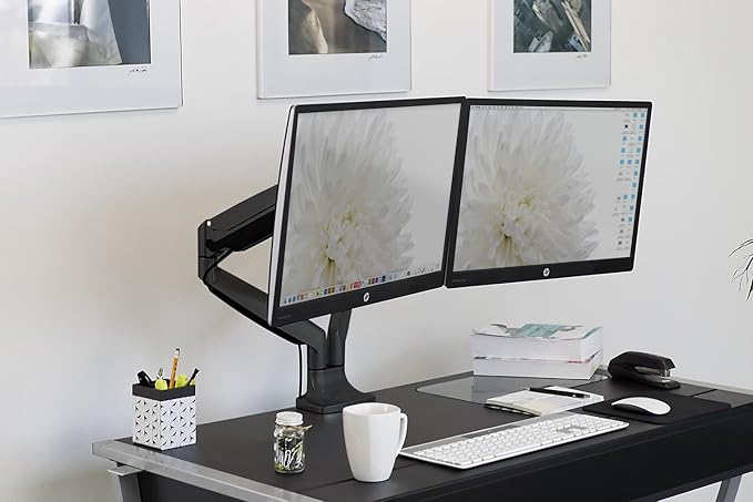 Mount-It! Dual Monitor Arm Mount | Desk Stand | Two Articulating Gas Spring - Image 3