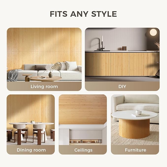 OUZUGIE 1 Pack 96x48 Inch Natural Bamboo Wall Panel – Carbonized Pole Wrap - Image 4