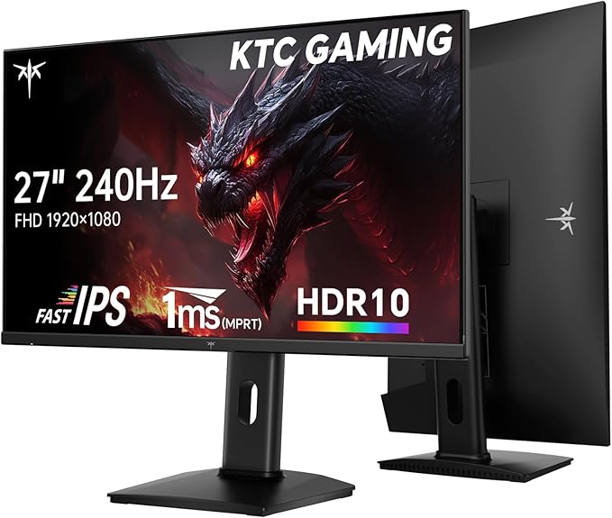KTC 27 Inch Gaming Monitor 240Hz, FHD 1080p Fast IPS Computer Monitor by KTC