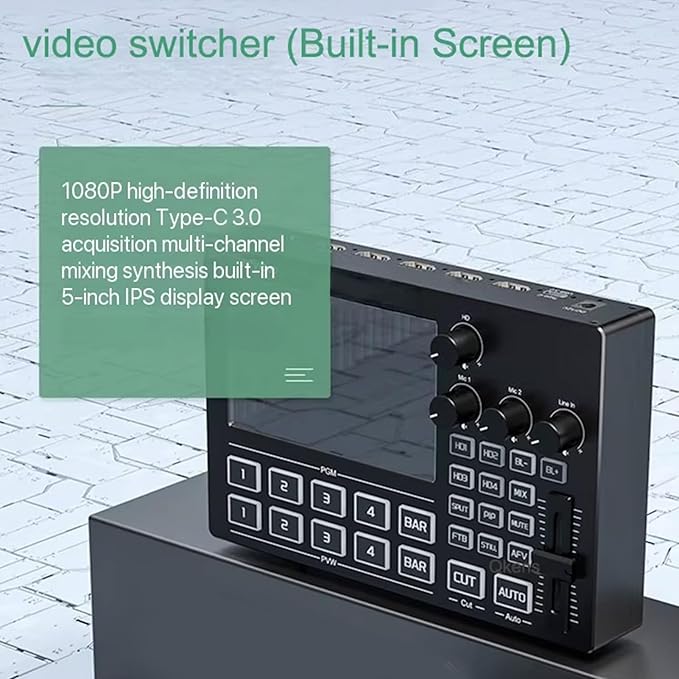 Yunseity 1080P Video Switcher, 5 Inch Screen 4 Channel HD Multimedia Interface - Image 9