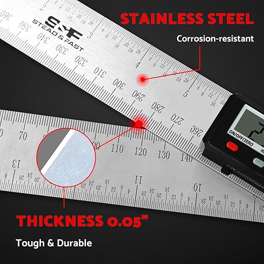 Digital Angle Finder Tool for Woodworking 7 inch / 200 mm, Stainless Steel - Image 4