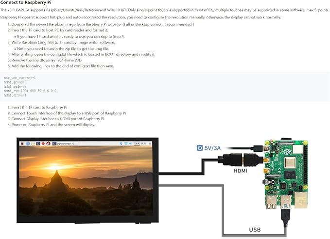 Ingcool 7 inch HDMI LCD 1024x600 Resolution Capacitive Touch Screen IPS Display - Image 3