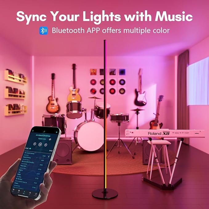 luckystyle Smart RGB+IC Corner Floor Lamp, Bright LED Tall Modern Floor Lamp - Image 2