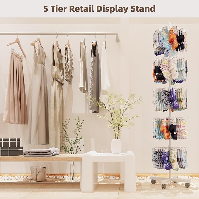YEOOE Retail Display Racks 5 Tier Spinning Display Stand, Movable Shop Spinner - Image 5