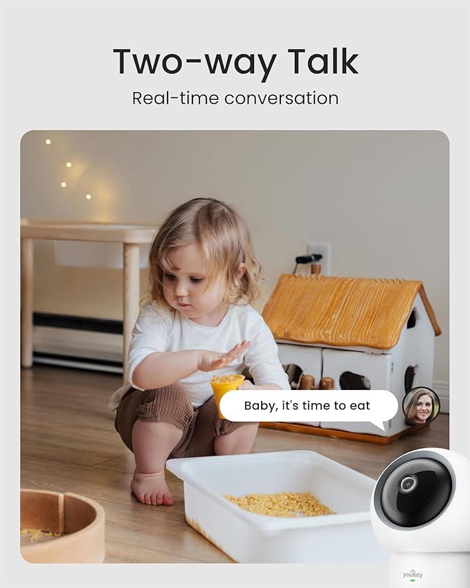 youkey Indoor Camera 2.5K, No Monthly Fees, Pan & Tilt, 360° Dog/Pet Camera - Image 8
