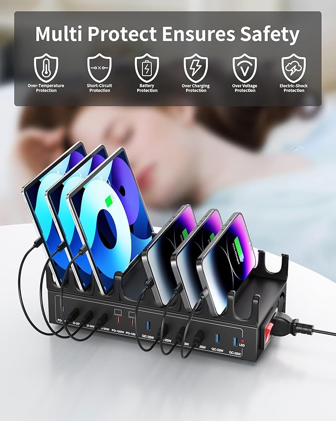 470W Charging Station for Multiple Devices, 12-Port USB C Charging Station - Image 6