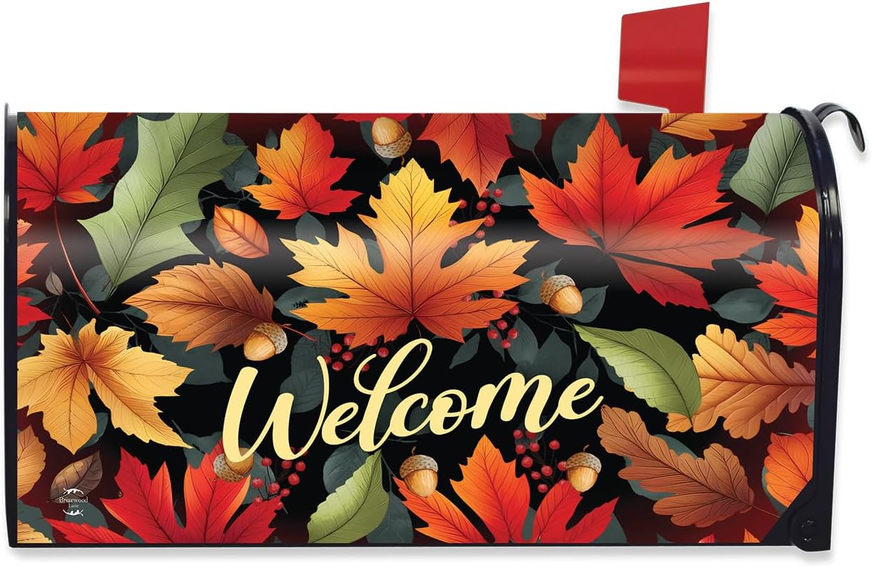 Briarwood Lane Fall Mailbox Cover - Standard Size - Autumn Color Leaves for Fall Mailbox Cover
