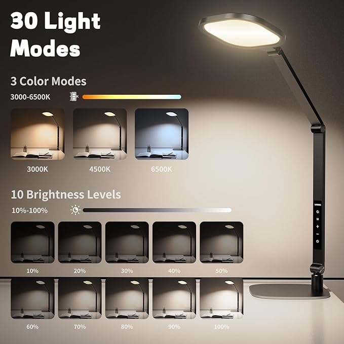LitONES LED Desk Lamp for Home Office, Eye-Caring Modern Desk Light, 3 Color - Image 3