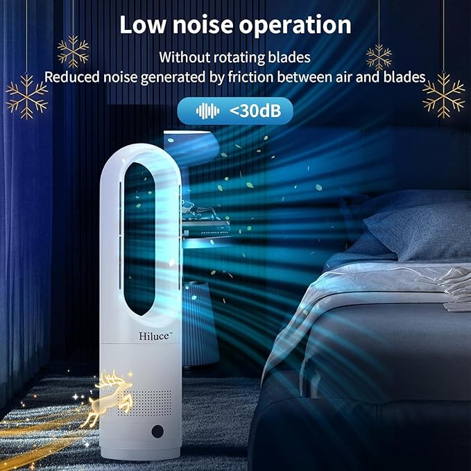 Hiluce All Season Bladeless Fan, 1400W Space Heater & 40W Tower Fan Combo - Image 4