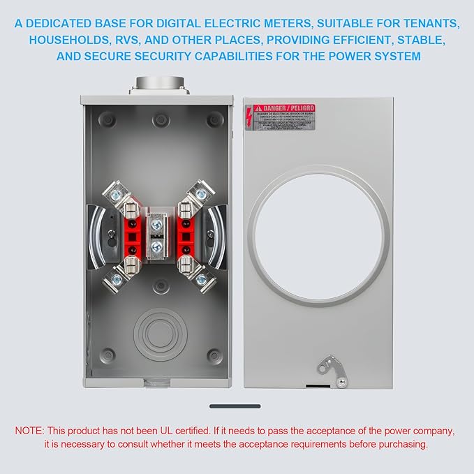 200 Amp Meter Socket, 4 Jaw Meter Base, 600V 3 Wire Ringless Type, - Image 5